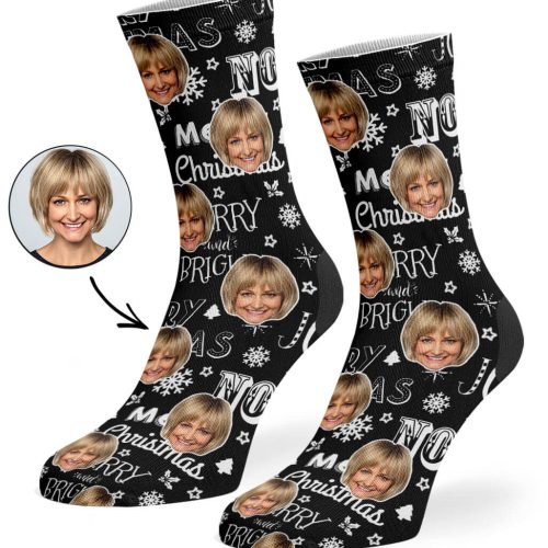 Black Merry Christmas Socks