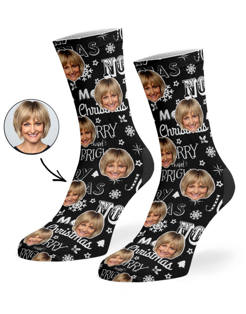 Black Merry Christmas Socks