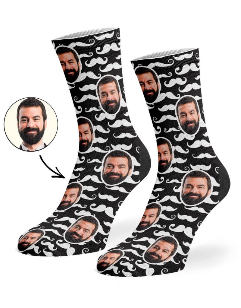 Black Moustache Pattern Socks