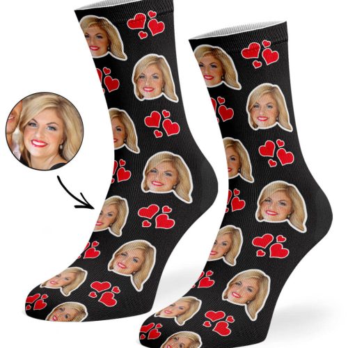 Black My Valentine Face Socks