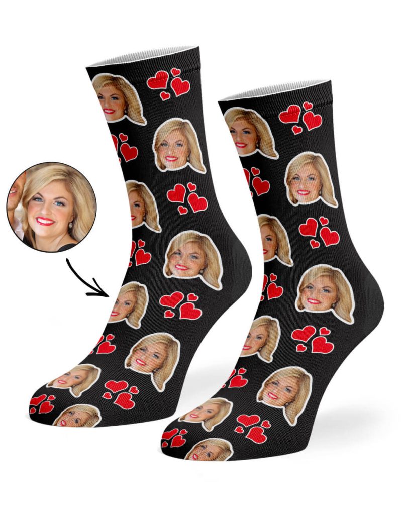 Black My Valentine Face Socks