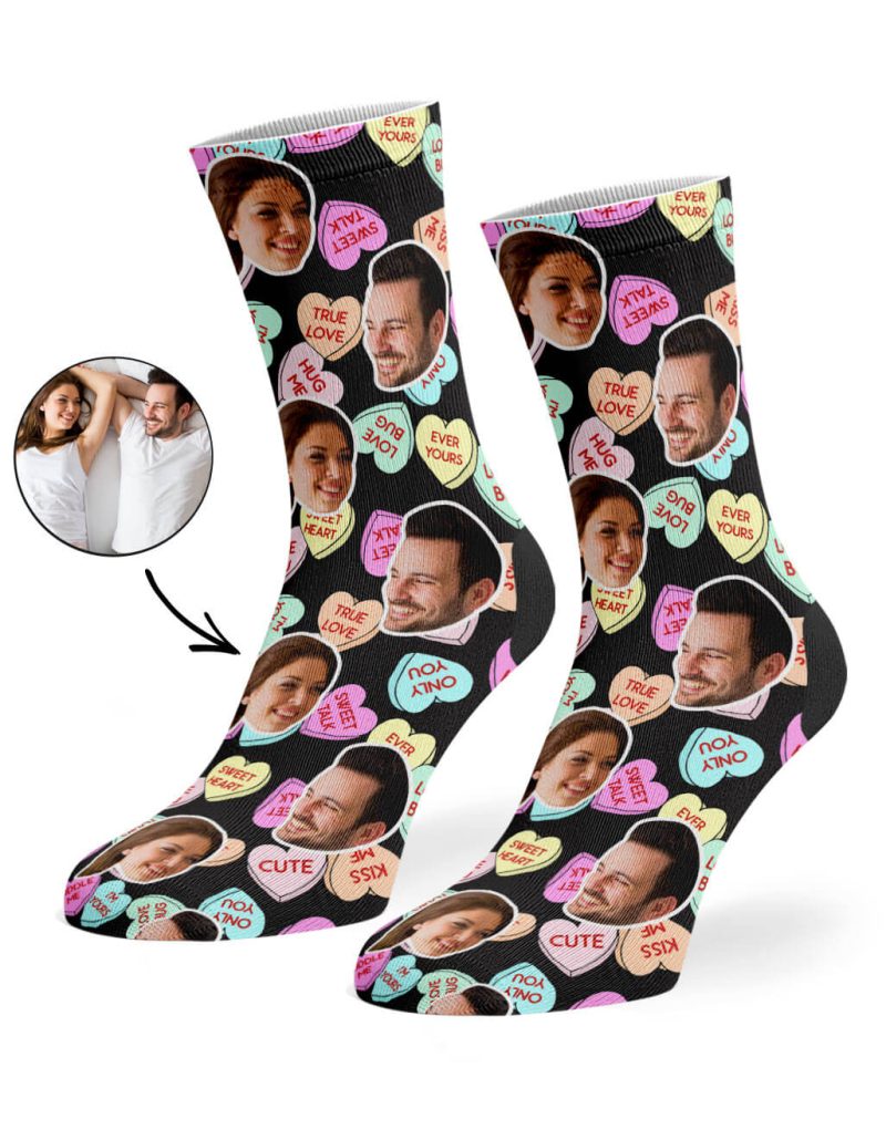 Black Nice Love Hearts Socks