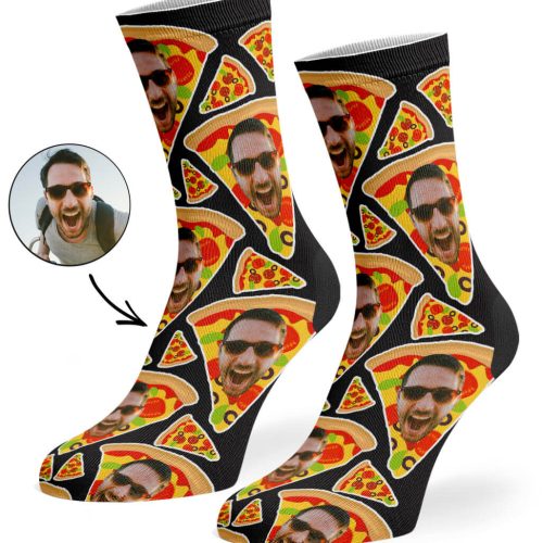 Black Pizza My Face Socks