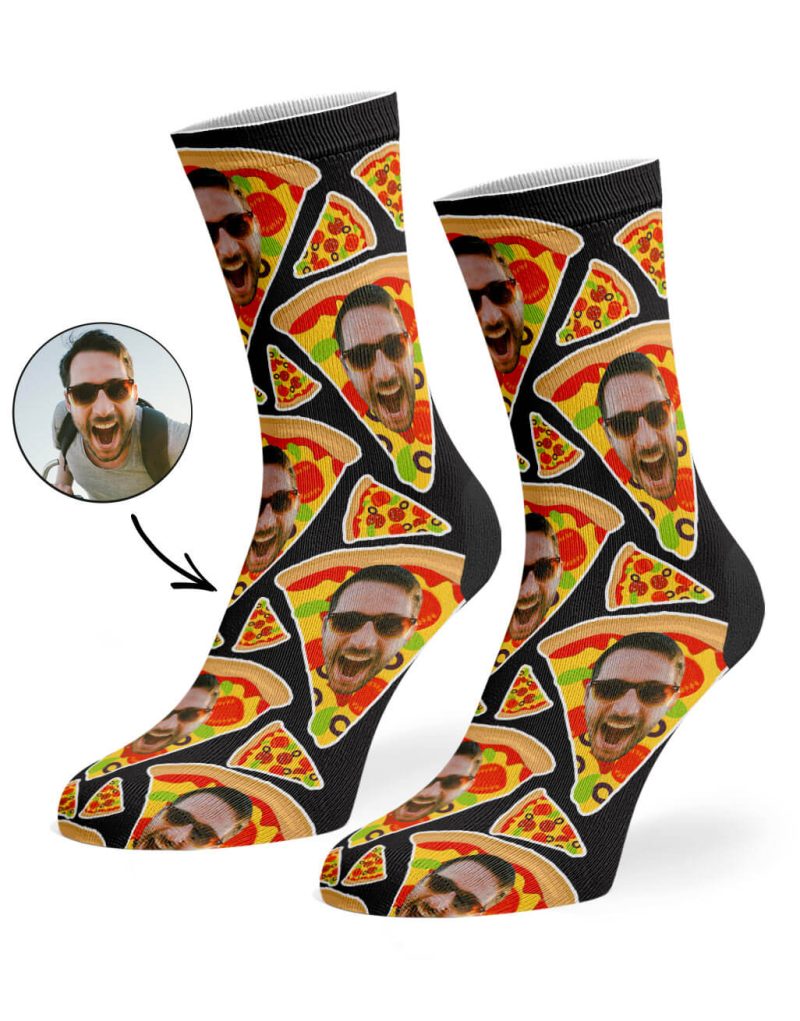 Black Pizza My Face Socks