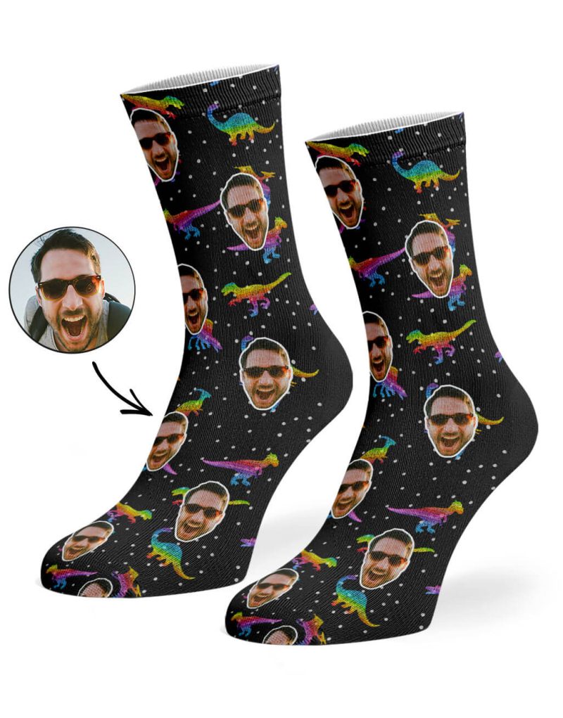 Black Rainbow Dinosaur Socks