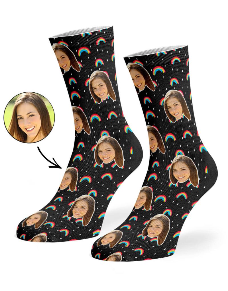 Black Rainbow Face Socks