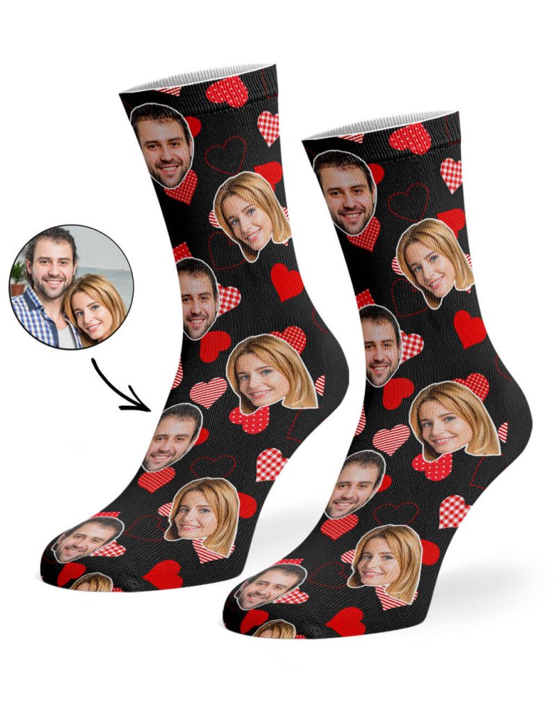 Black Retro Hearts Socks