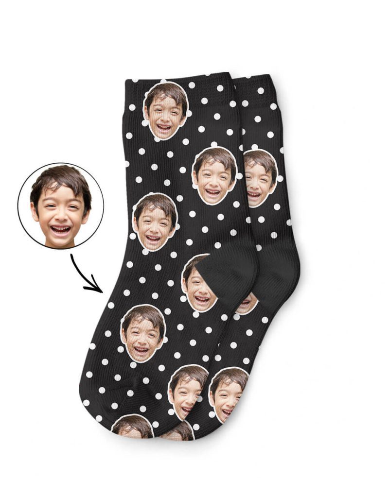 Spotty Face Kids Socks With Their Photo