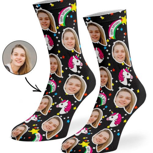 Black Unicorn Birthday Socks