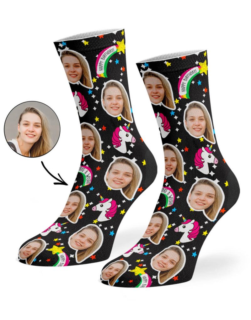 Black Unicorn Birthday Socks