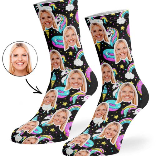 Black Unicorn Donut Socks