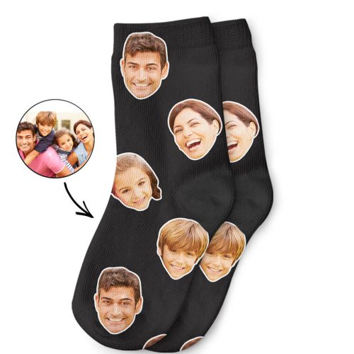 Family Faces Printed On Kids Socks