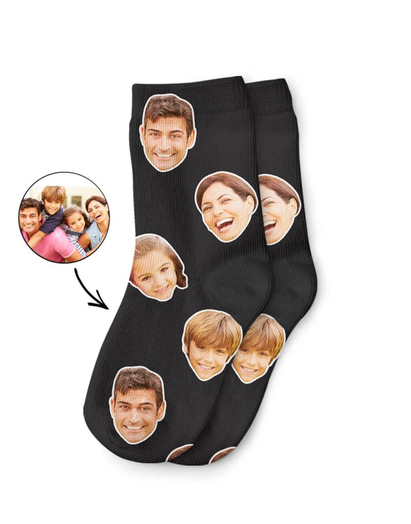 Family Faces Printed On Kids Socks