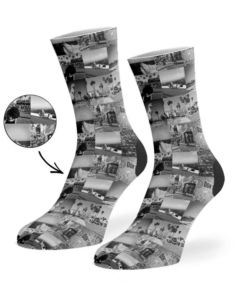 Black White Photo Collage Socks