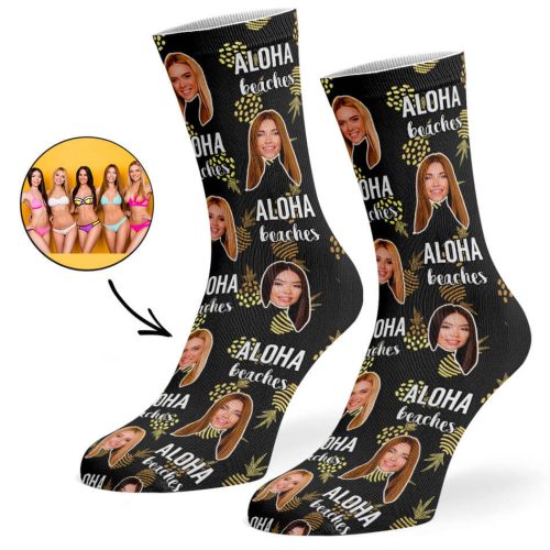 Black Aloha Beaches Socks