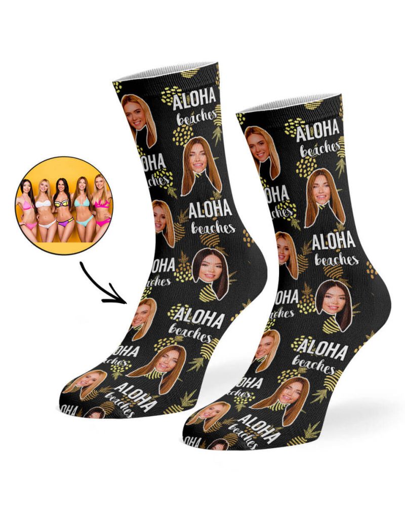 Black Aloha Beaches Socks