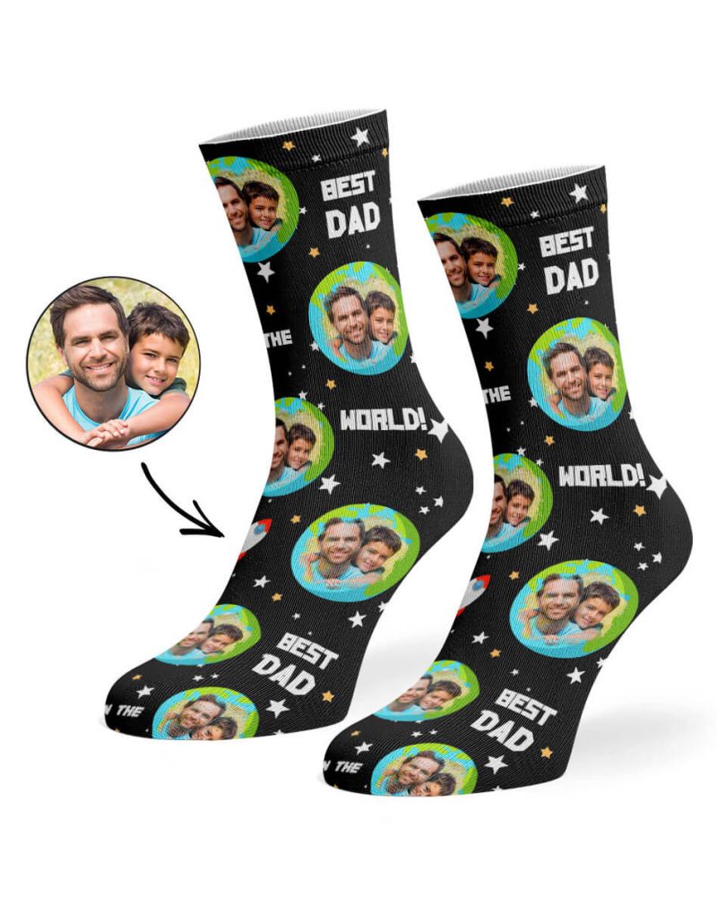 Black Best Dad In The World Socks