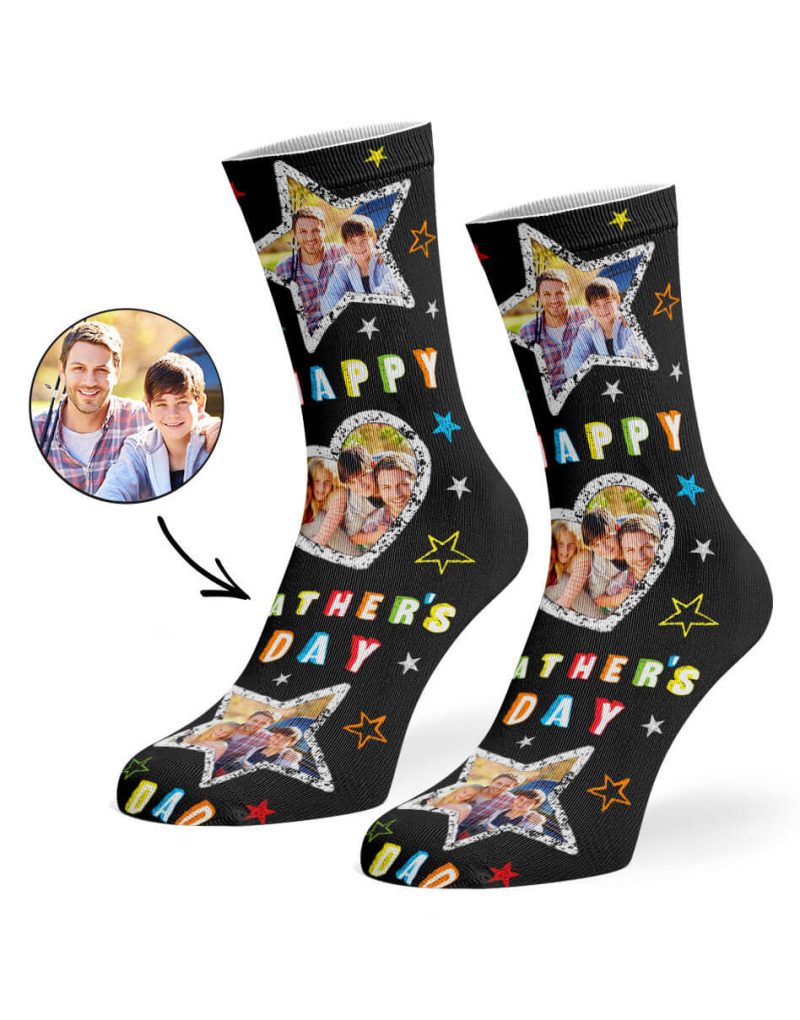 Black Happy Father s Day Collage Socks