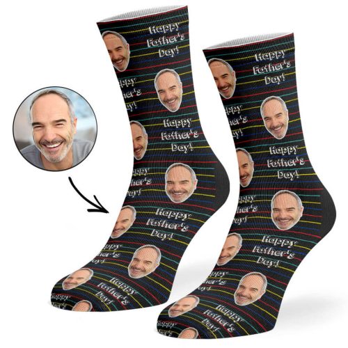 Black Happy Father s Day Striped Socks