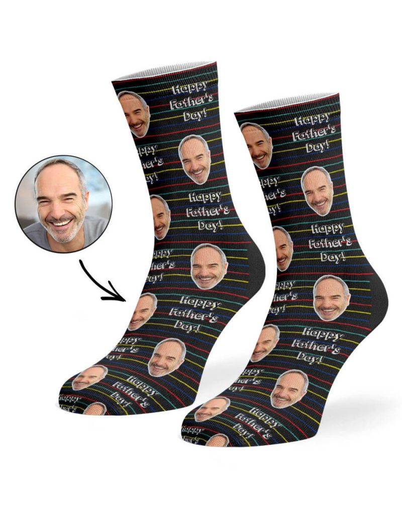 Black Happy Father s Day Striped Socks