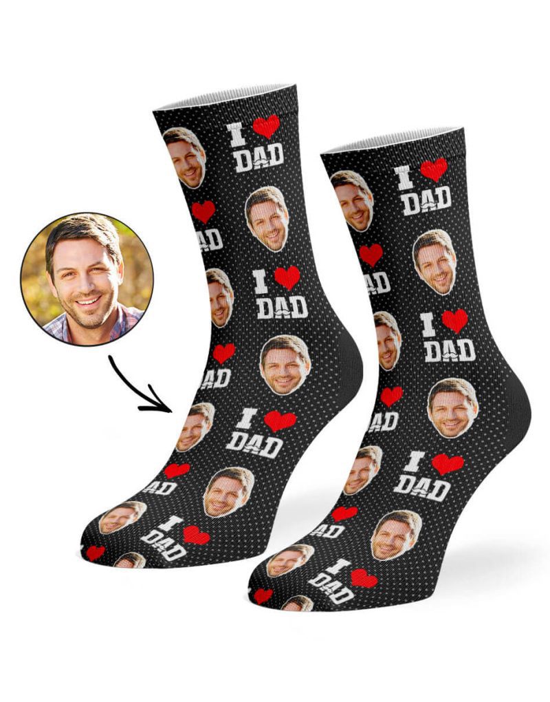 Black I Love Dad Socks