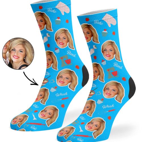 Blue Baker Face Socks