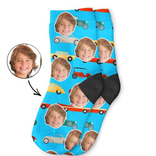 Blue Car Face Socks