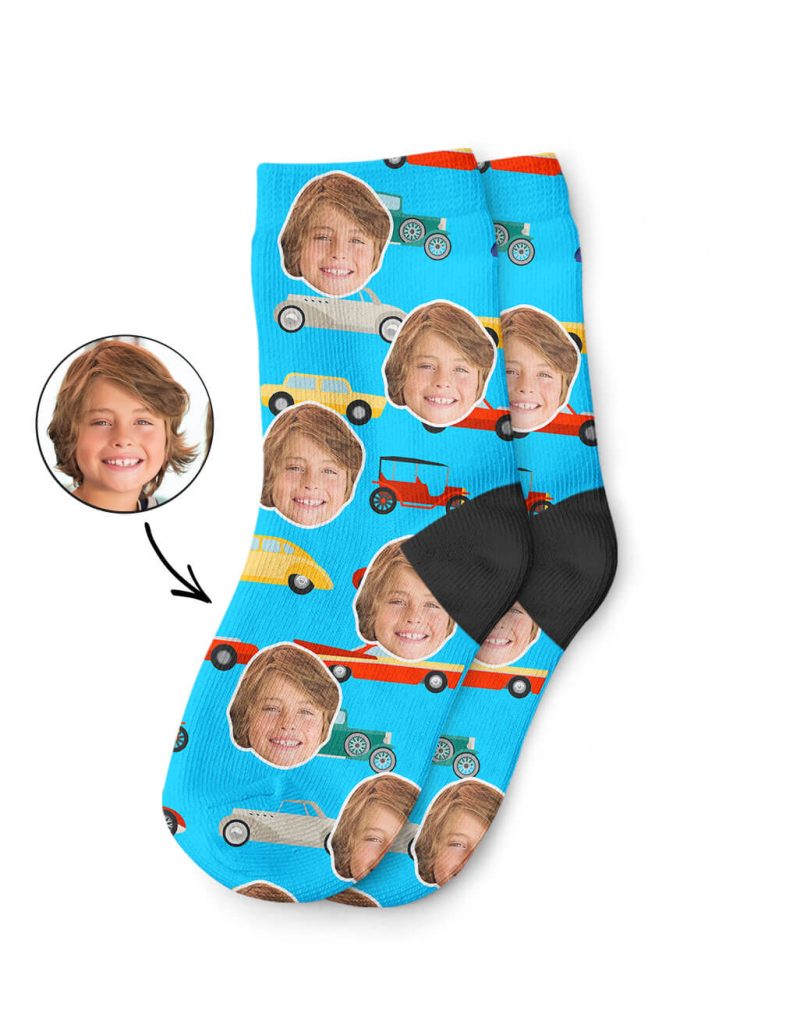 Blue Car Face Socks