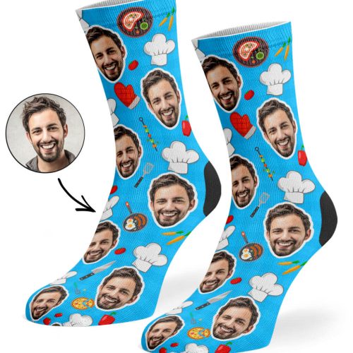 Blue Chef Face Socks