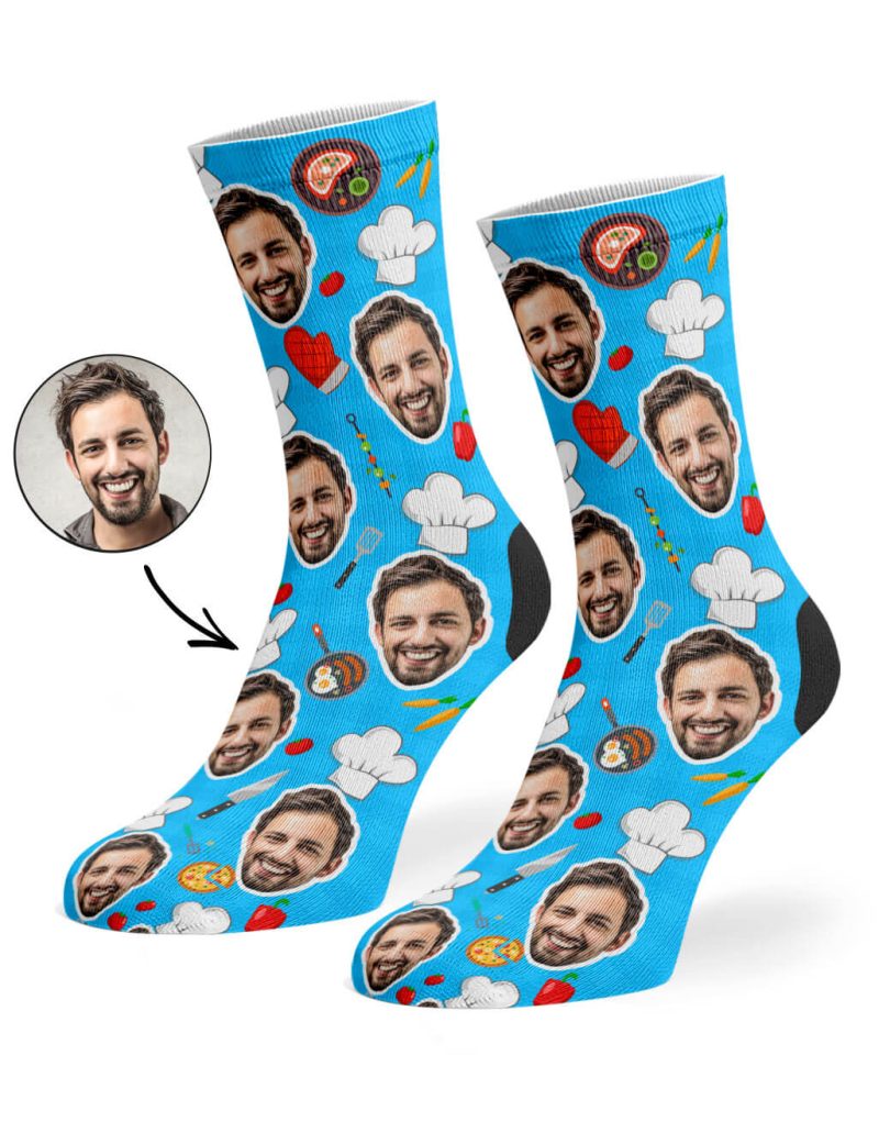 Blue Chef Face Socks