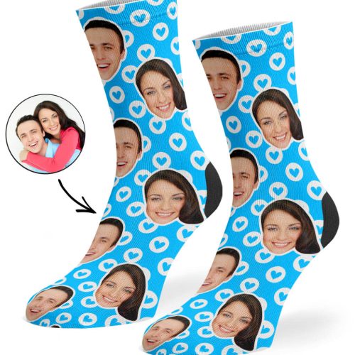 Blue Circle Hearts Socks