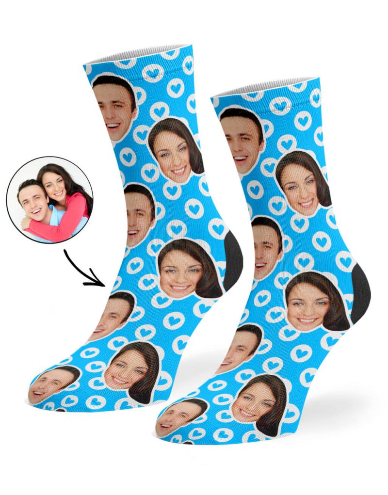 Blue Circle Hearts Socks