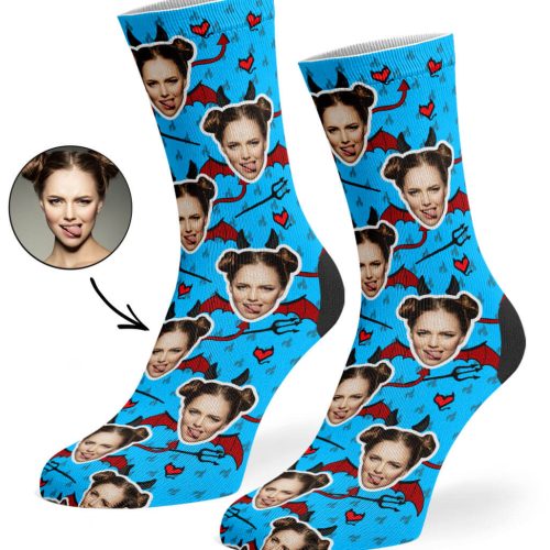 Blue Devil Face Socks