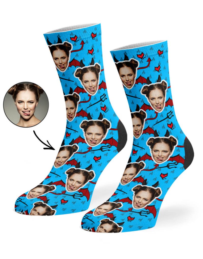 Blue Devil Face Socks