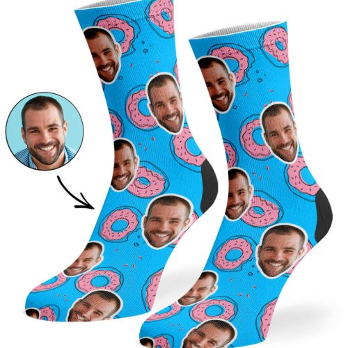 Blue Donut Doodle Socks