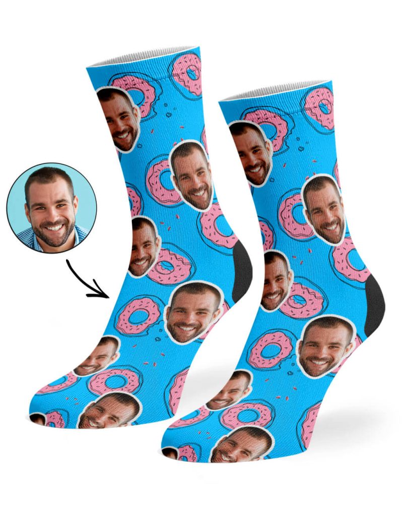 Blue Donut Doodle Socks