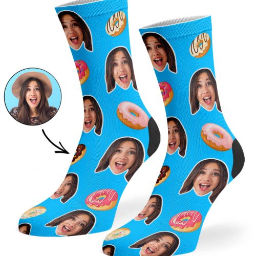 Blue Donut Face Socks