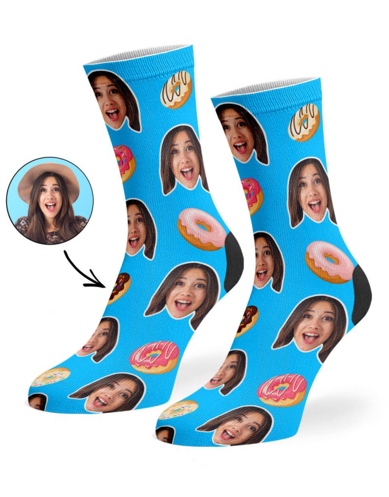 Blue Donut Face Socks