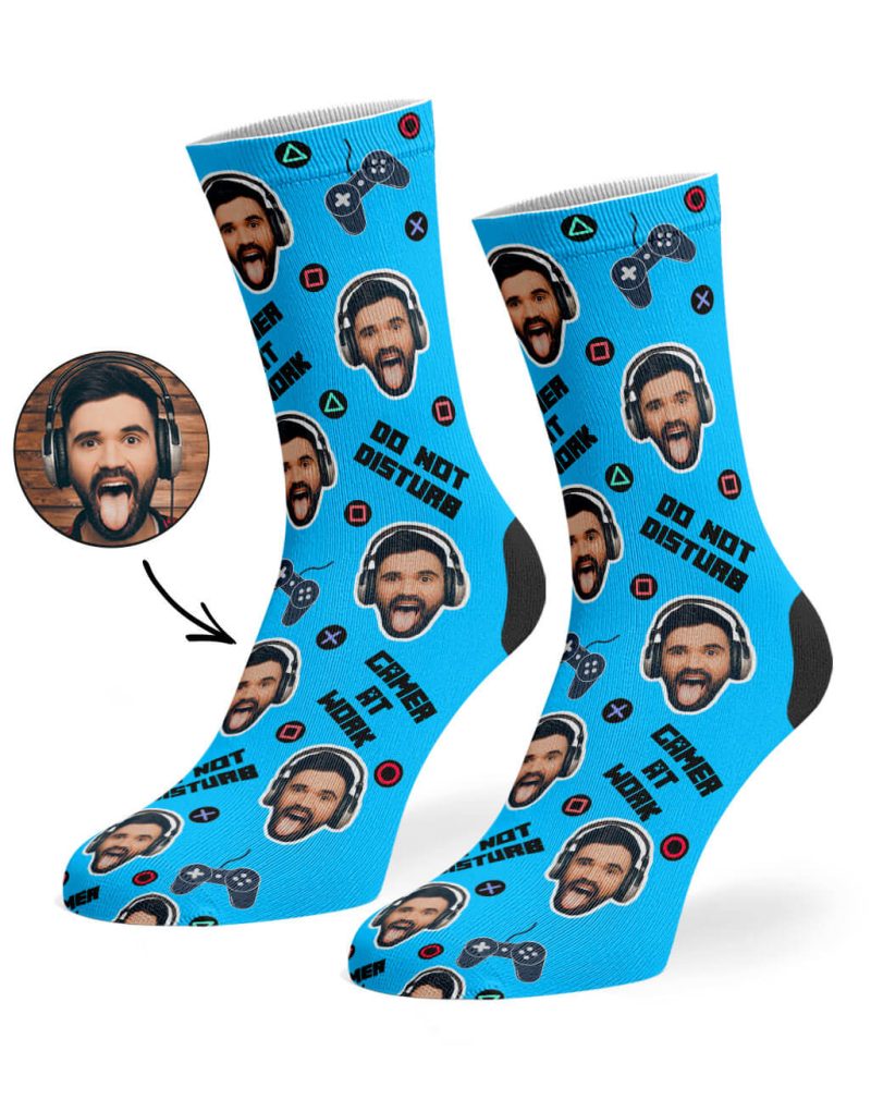 Blue Gamer Face Socks