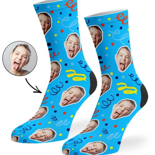 Blue Happy Birthday Confetti Socks