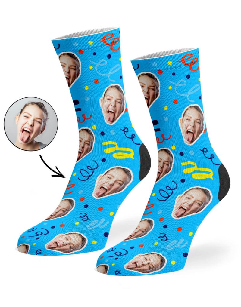 Blue Happy Birthday Confetti Socks