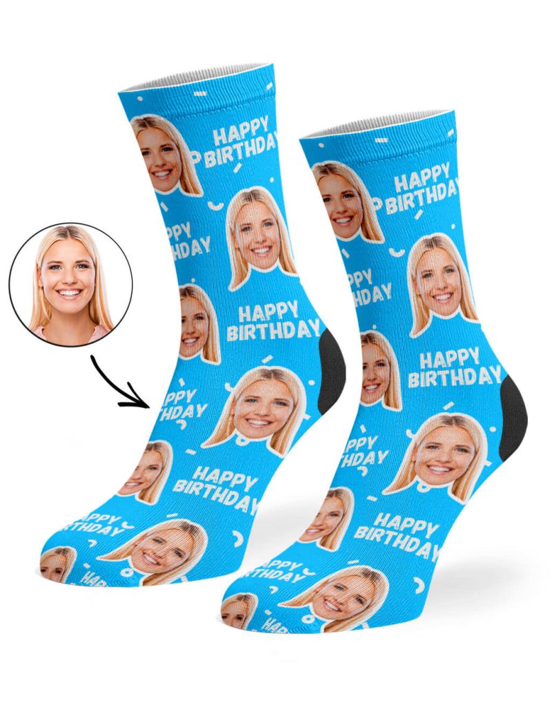 Blue Happy Birthday Socks