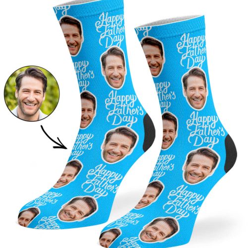 Blue Happy Fathers Day Socks