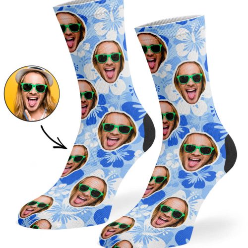 Blue Hawaiian Face Socks