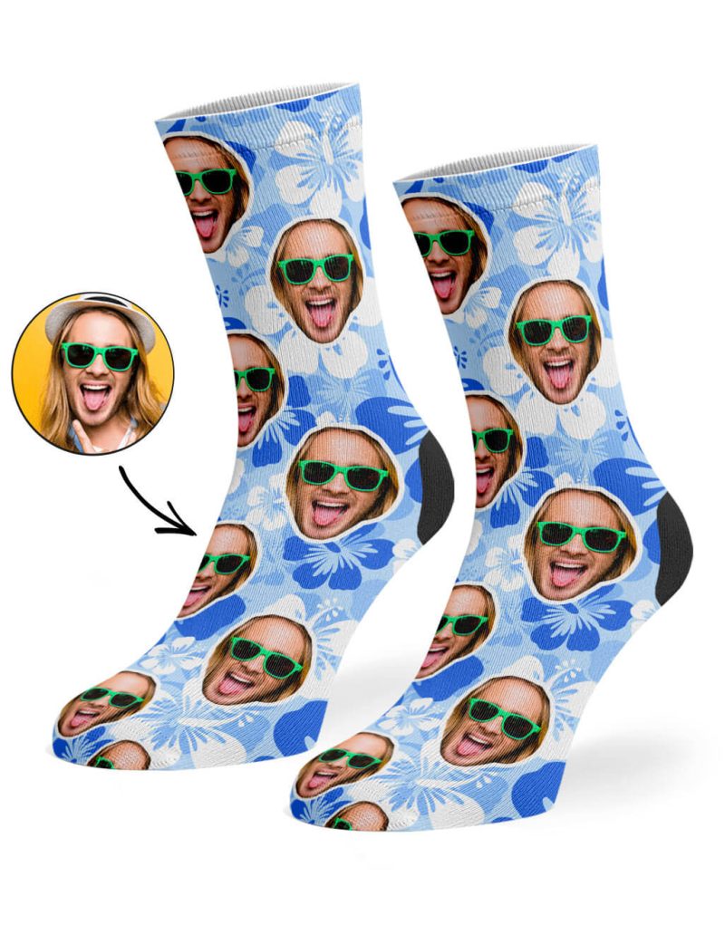 Blue Hawaiian Face Socks