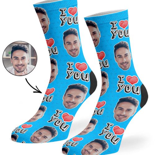 Blue I Heart You Socks