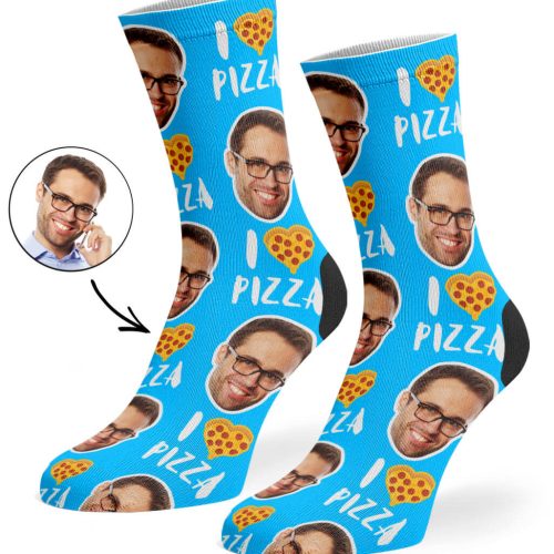 Blue I Love Pizza Socks