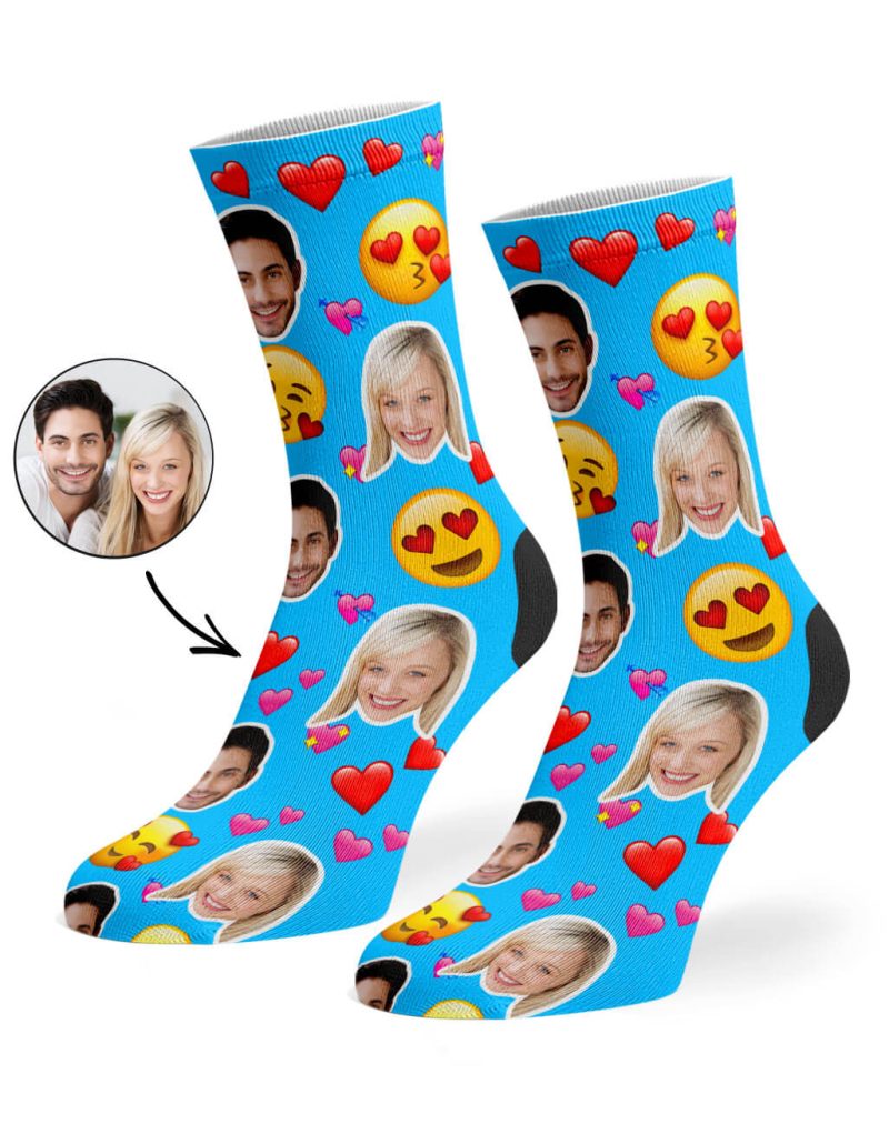 Blue Love Emoji Socks