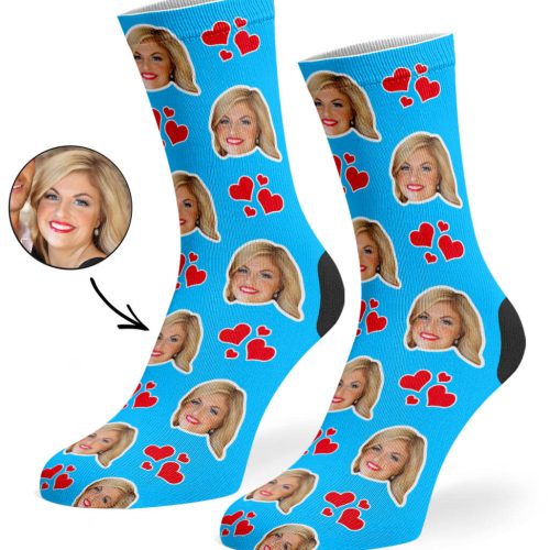 Blue My Valentine Face Socks