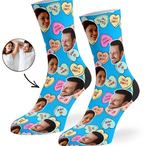 Blue Naughty Love Hearts Socks